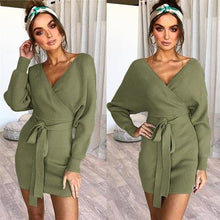 Load image into Gallery viewer, Long Sleeve Knitted Sweater Dress vestidos