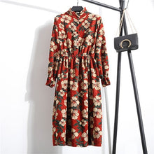 Load image into Gallery viewer, Butterfly Sleeve Elastic Waist Print Long Dress