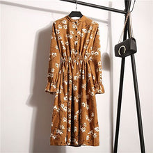 Load image into Gallery viewer, Elastic Waist Corduroy Print Long Dress